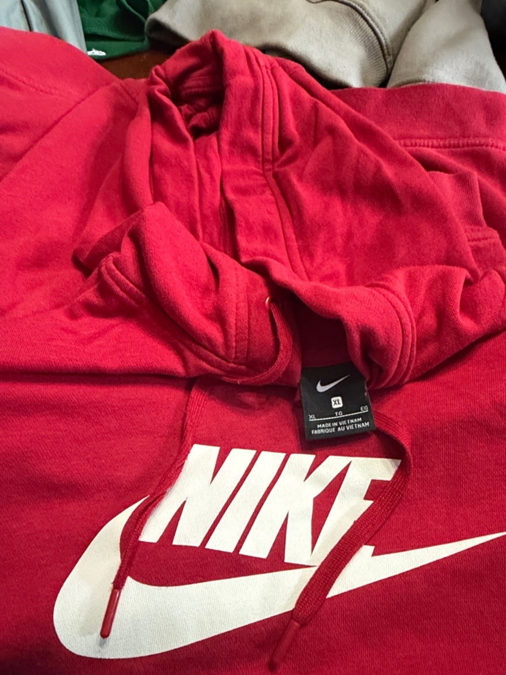 Nike Red Hoodie with White Swoosh and Logo